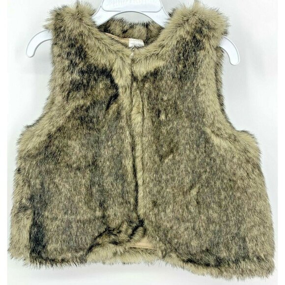 Carters Faux Fur Vest Size 4 4T Brown Sleeveless Girls Lined Jacket New B67 - Picture 1 of 8